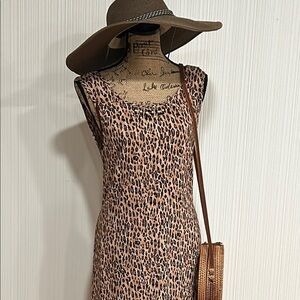Vintage Nina Piccalino Brown Tan Scoop Neck Sundress